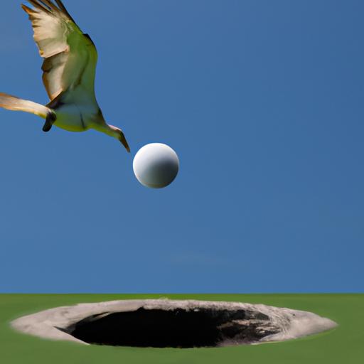 Bóng golf rơi vào lỗ để đạt được eagle