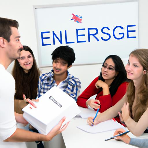 Nhóm sinh viên quốc tế cùng học tiếng Anh trong lớp học.